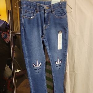 Okie Dokie Blue Skinny Jeans with Unicorn Design